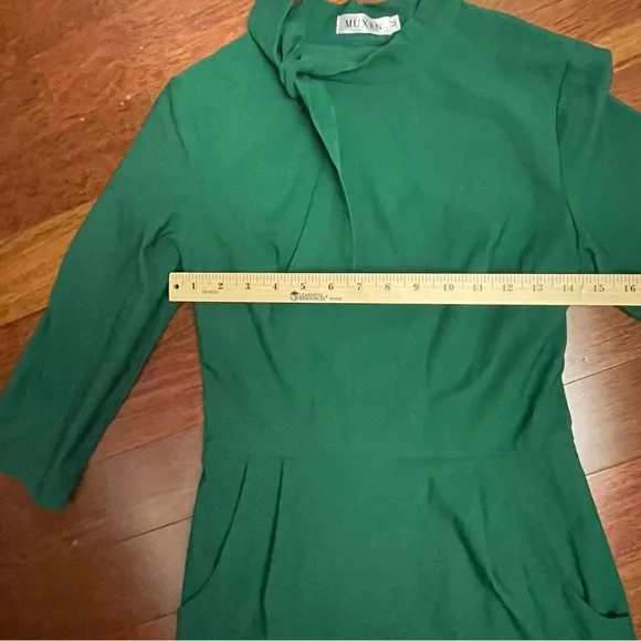 Chic 3/4 Sleeve Green Retro Dress - Picture 7 of 8